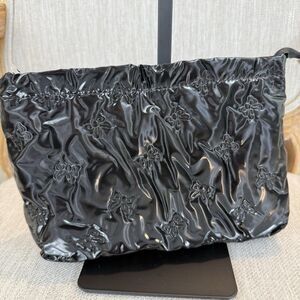 Black Bow Puffy Toiletry Bag Women Small Aesthetic Cosmetic Pouch travel Resort